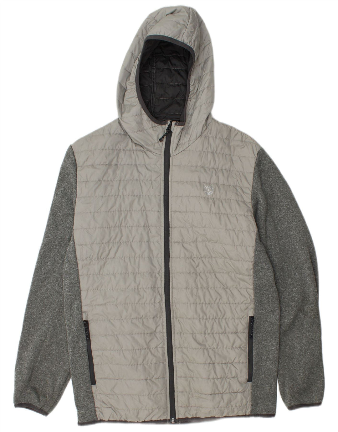Jack & Jones Mens Hooded Padded Jacket UK 38 Medium Grey Colourblock