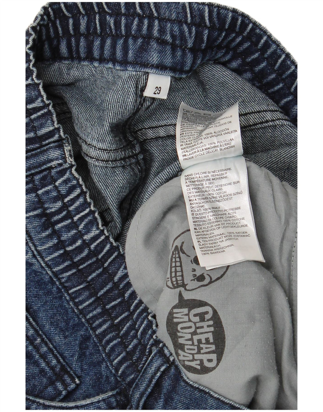 Cheap Monday Mens Denim Bermuda Shorts W29 Small Navy Blue Cotton