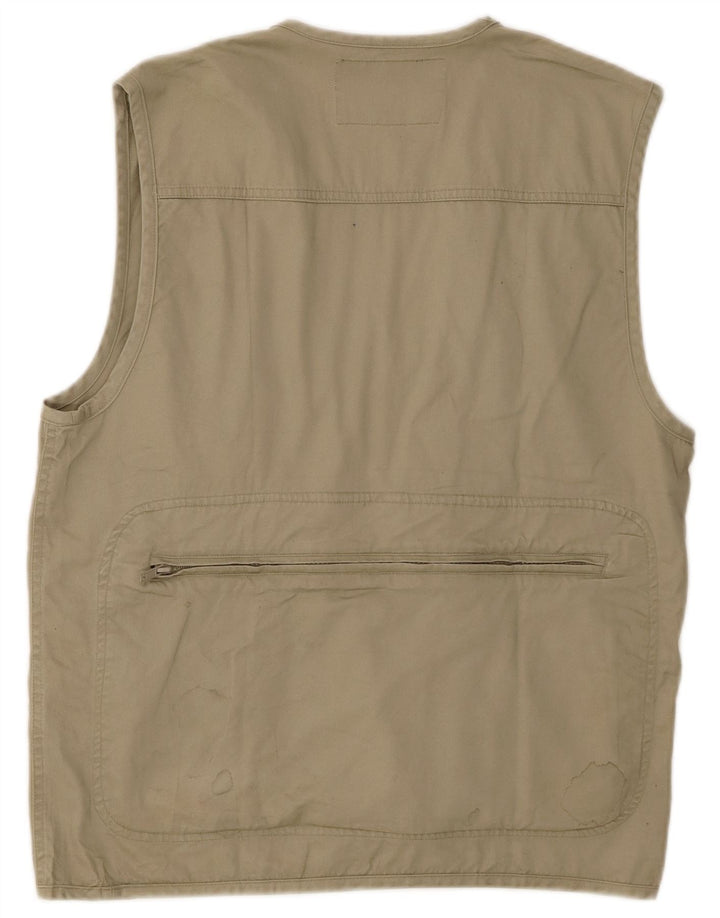 Univers Mens Utility Gilet IT 46 Small Khaki Cotton