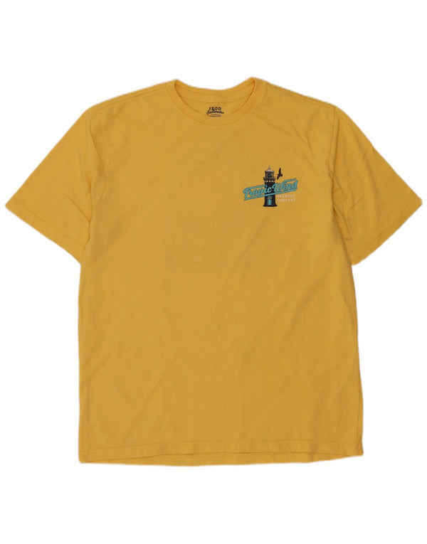 Izod Mens Salt Water Relaxed Fit Graphic T-Shirt Top Medium Yellow Cotton
