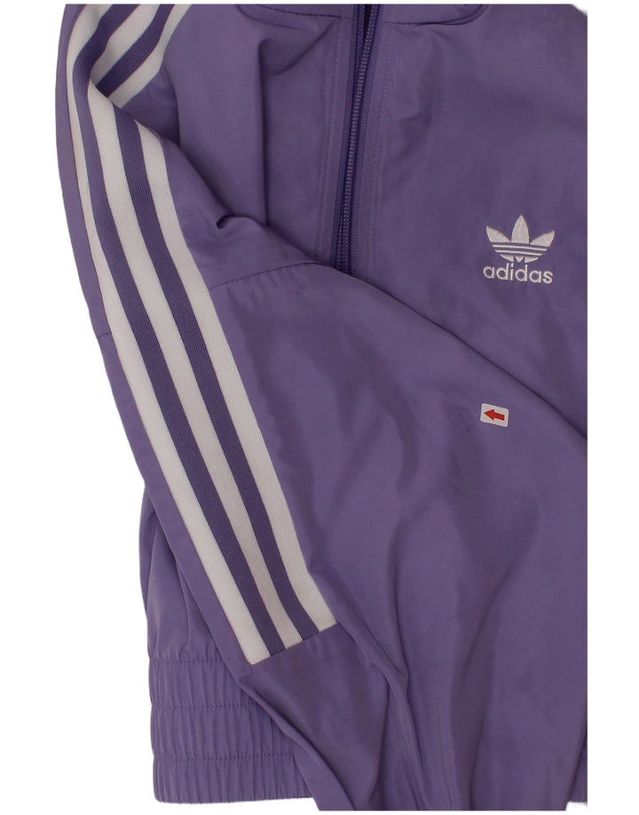 Adidas Girls Tracksuit Top Jacket 7-8 Years Purple Polyester