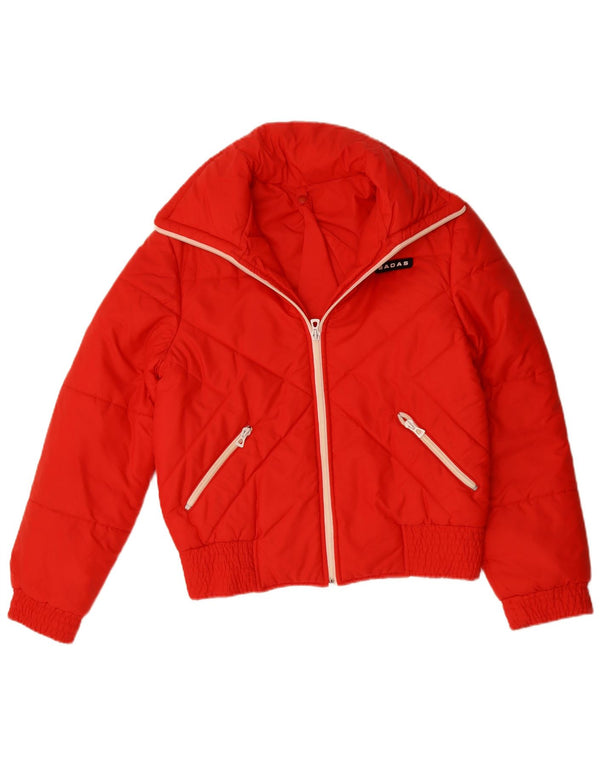 VINTAGE Womens Hooded Padded Jacket UK 16 Large Red Polyamide