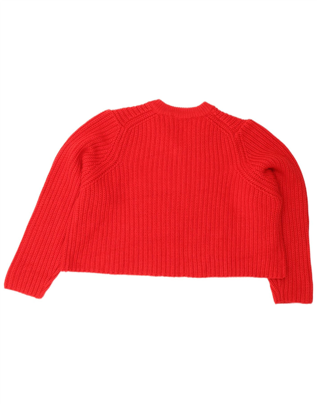 Zara Womens Crop Oversized V-Neck Jumper Sweater UK 14 Medium Red
