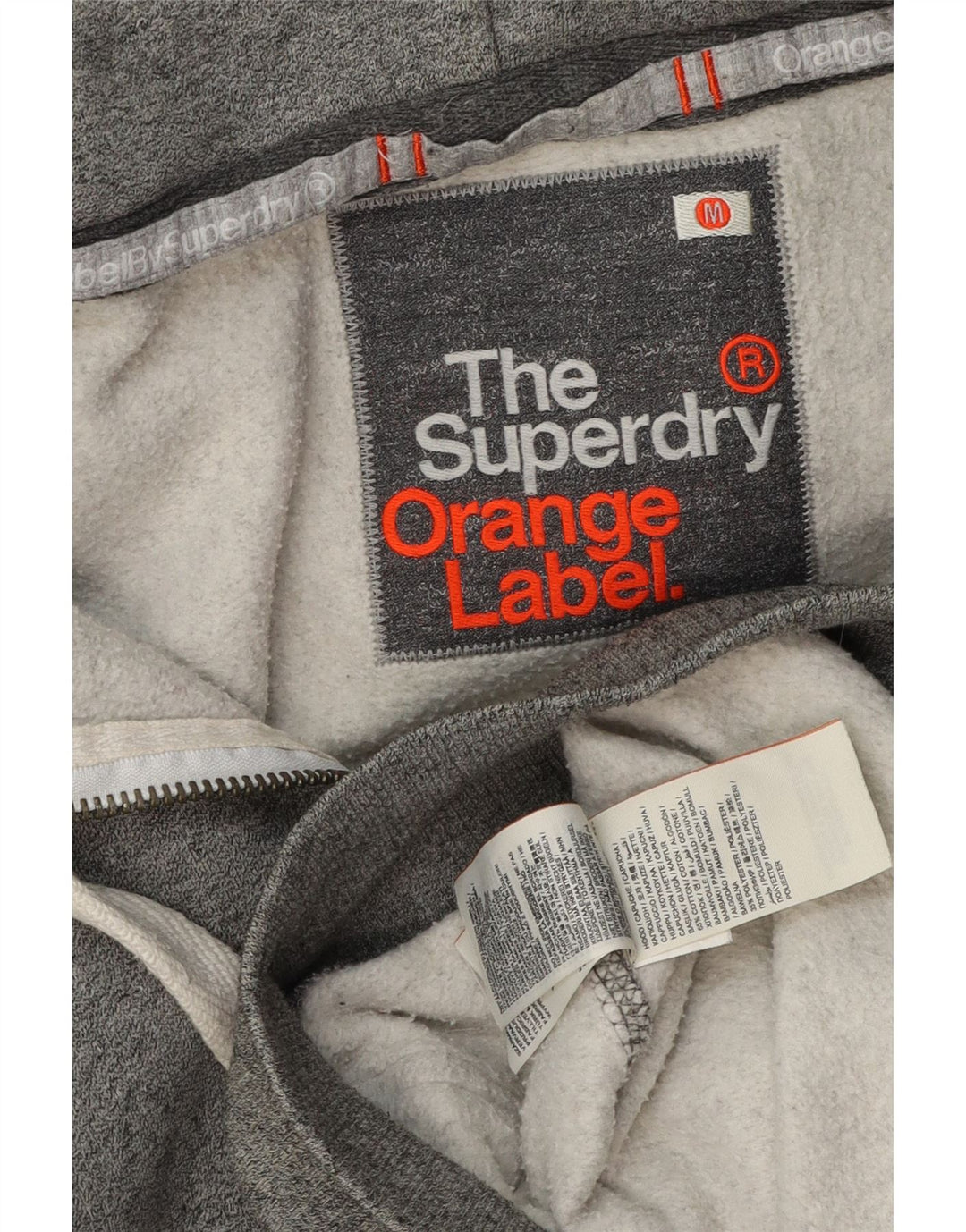Superdry Mens Zip Hoodie Sweater Medium Grey Cotton