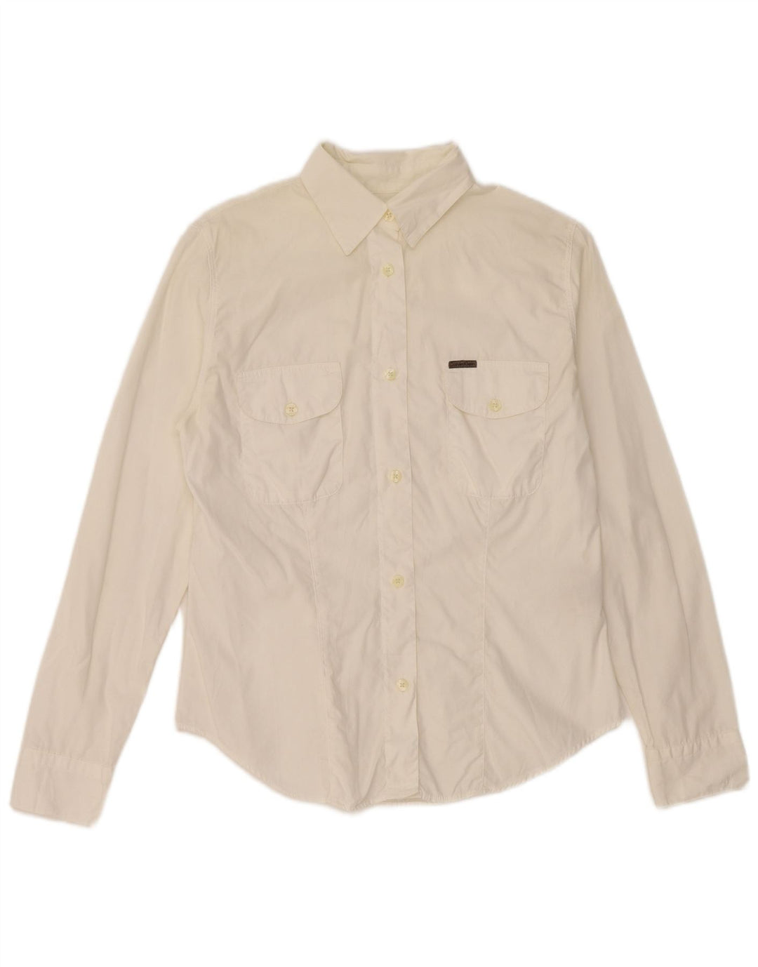 Calvin Klein Womens Shirt Small Off White Cotton