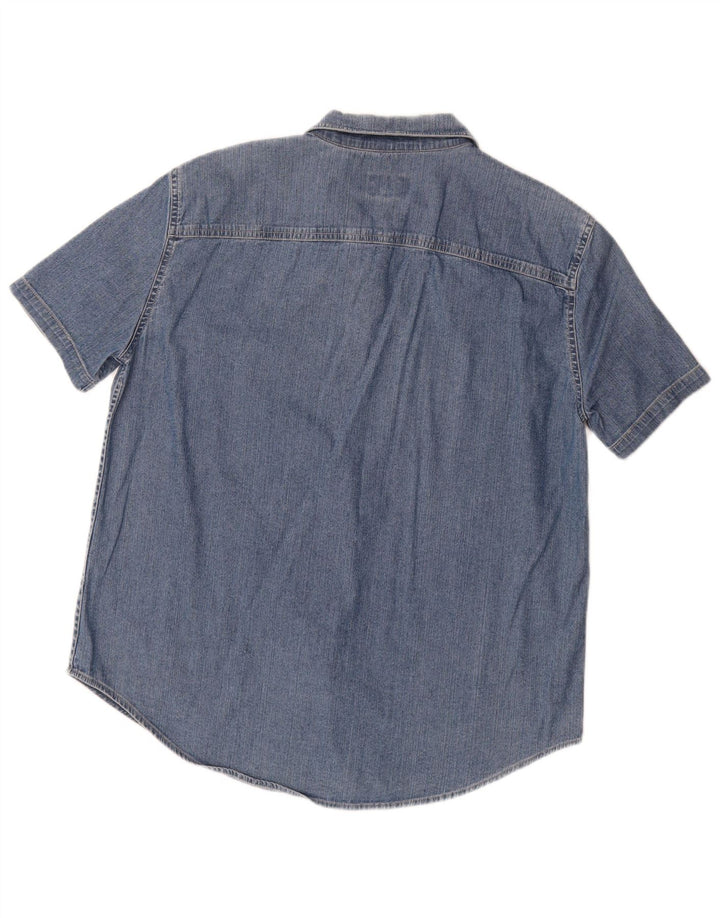 CALVIN KLEIN JEANS Womens Short Sleeve Denim Shirt UK 18 XL Blue Cotton