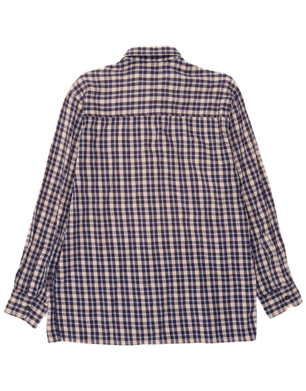 FOLLIE Mens Flannel Shirt Size 41/42 Large Blue Check