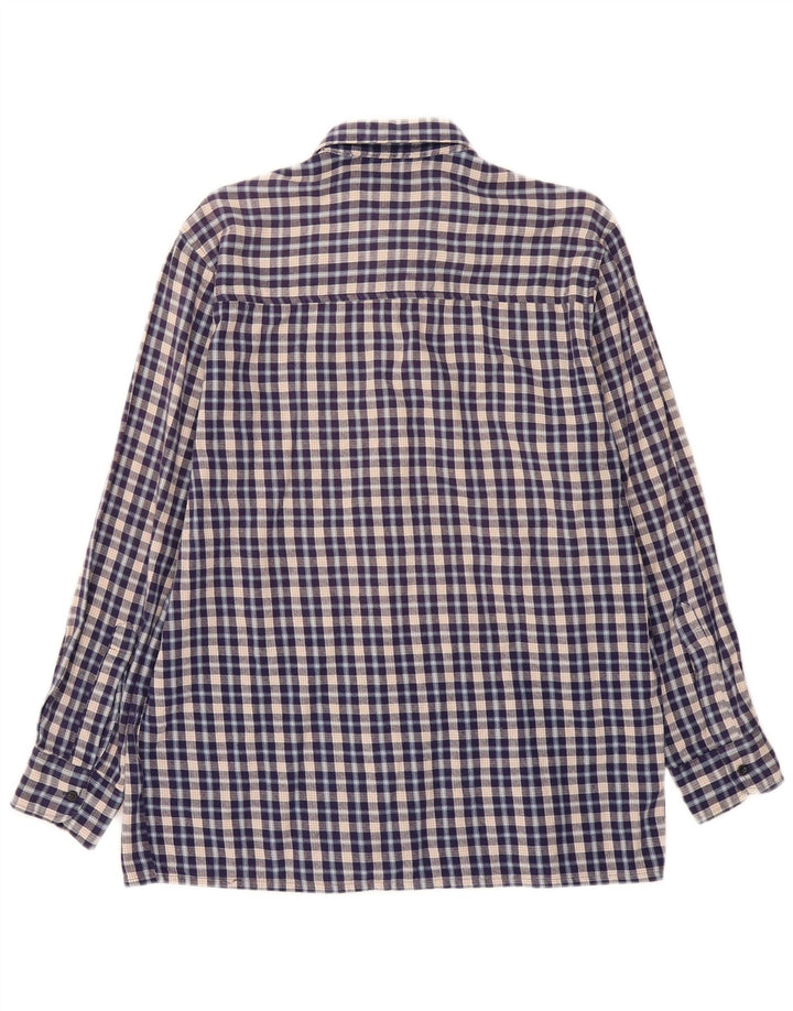 FOLLIE Mens Flannel Shirt Size 41/42 Large Blue Check