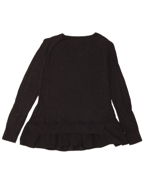 Topshop Womens Boat Neck Jumper Sweater UK 6 XS Black Polyester
