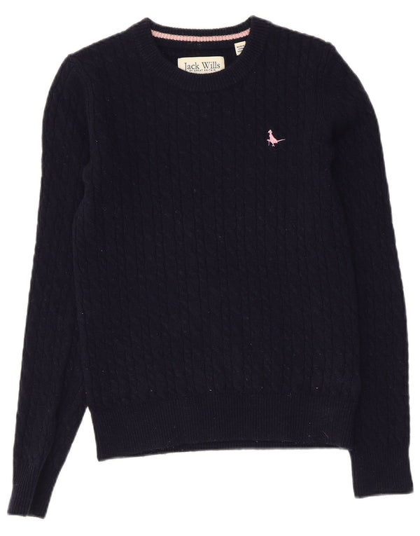 JACK WILLS Womens Crew Neck Jumper Sweater UK 8 Small  Navy Blue