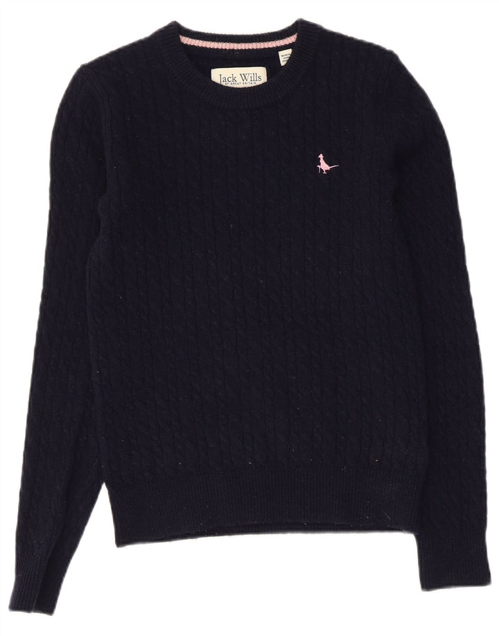 JACK WILLS Womens Crew Neck Jumper Sweater UK 8 Small  Navy Blue