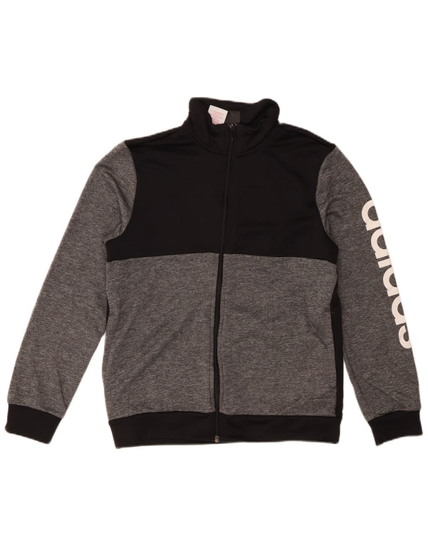 Adidas Boys Graphic Tracksuit Top Jacket 13-14 Years Black Colourblock