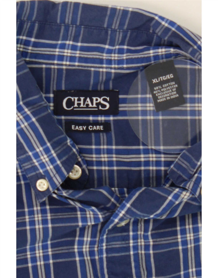 Chaps Mens Shirt XL Blue Check Cotton