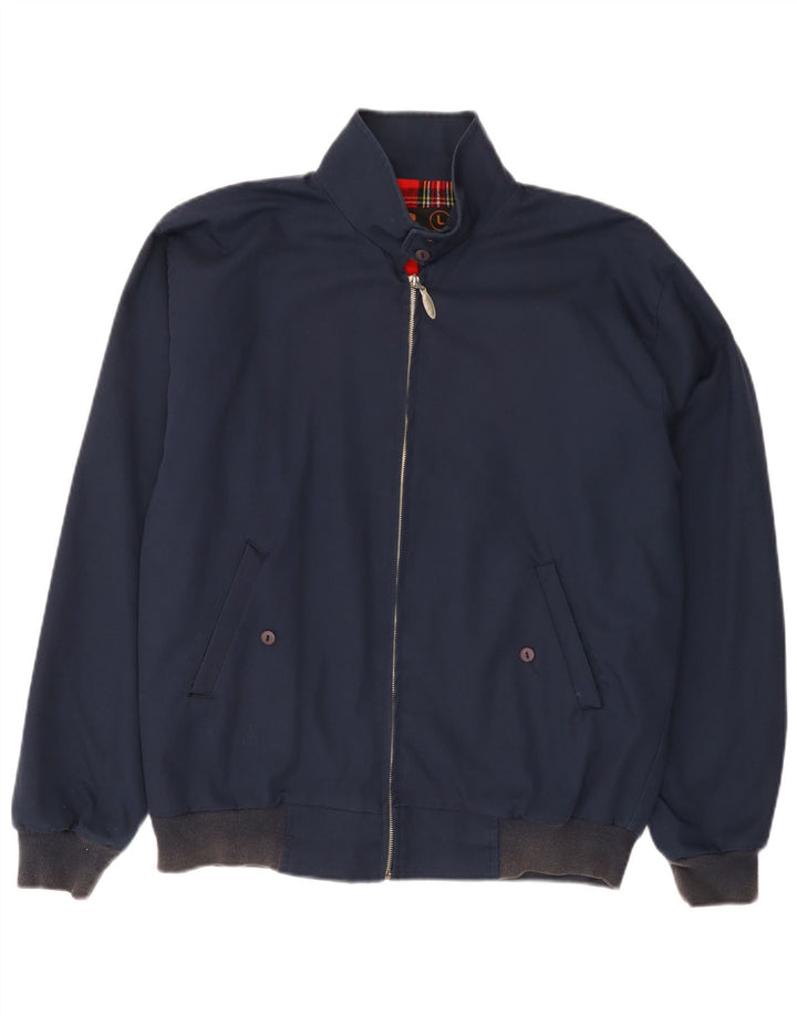 Three Stroke Mens Bomber Jacket UK 40 Large Navy Blue Cotton