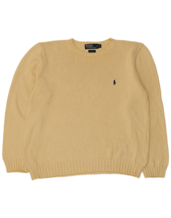 Polo Ralph Lauren Womens Crew Neck Jumper Sweater UK 16 Large Yellow