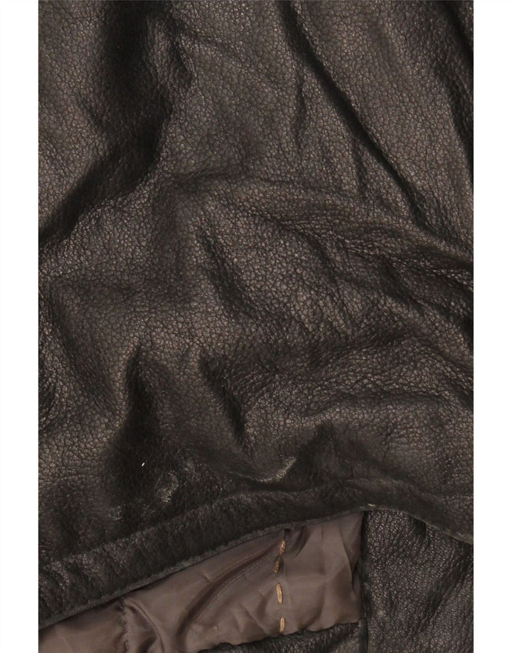 CONBIPEL Mens Hooded Leather Coat IT 52 Large Brown Leather