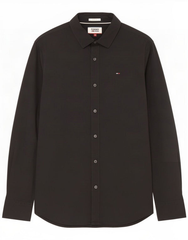 Tommy Jeans Mens Slim Fit Shirt Medium Black Cotton