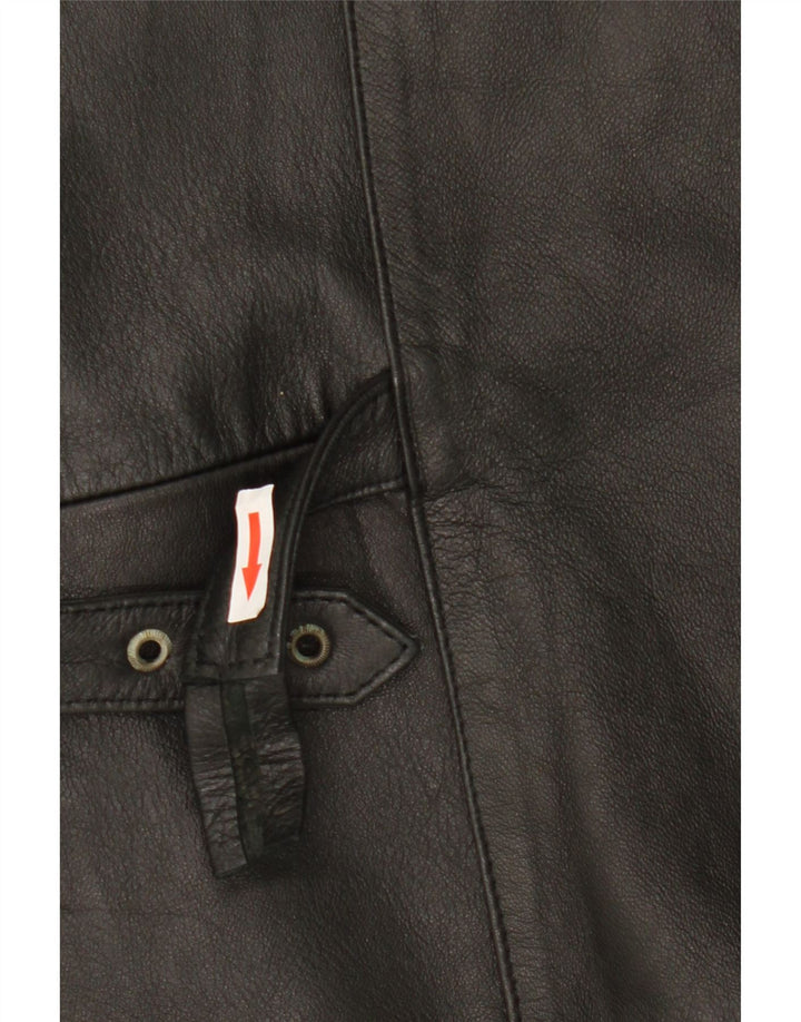Vintage Mens Leather Waistcoat Medium Black
