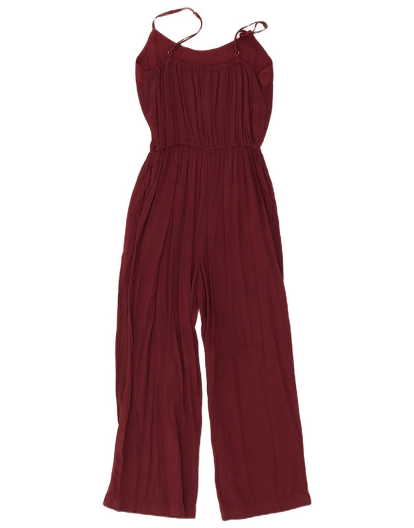 Abercrombie & Fitch Womens Sleeveless Jumpsuit UK 4 XS Burgundy Viscose