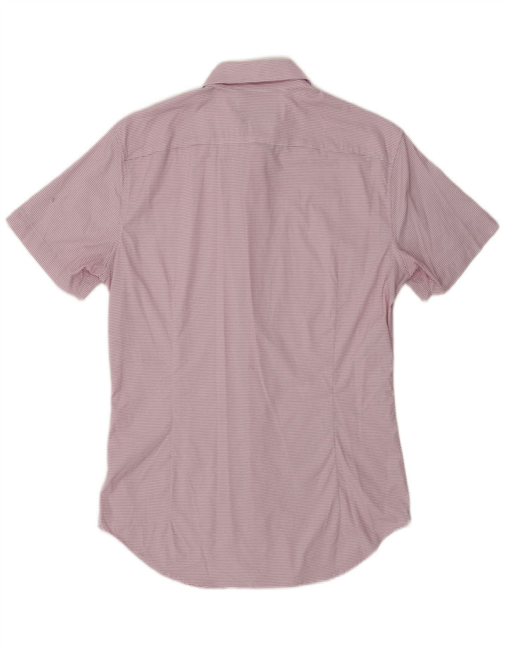 BONOBOS Mens Tailored Fit Short Sleeve Shirt Small Pink Chevron Nylon