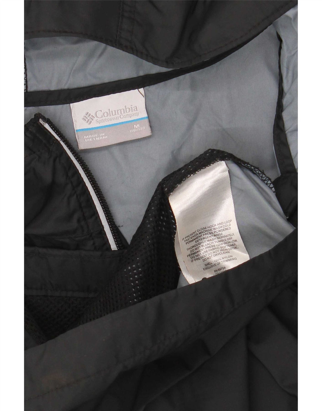Columbia Boys Hooded Rain Jacket 10-11 Years Medium Black Nylon