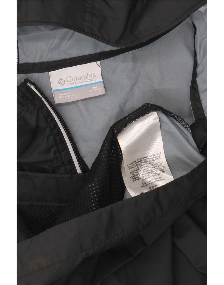 Columbia Boys Hooded Rain Jacket 10-11 Years Medium Black Nylon