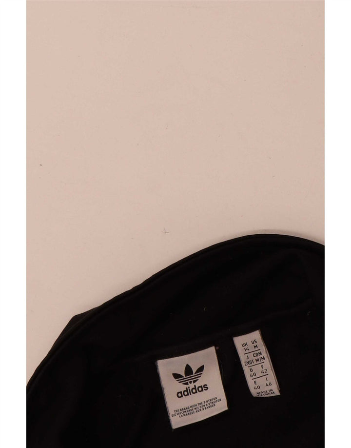 Adidas Womens Tracksuit Top Jacket UK 14 Medium Black Colourblock Polyester