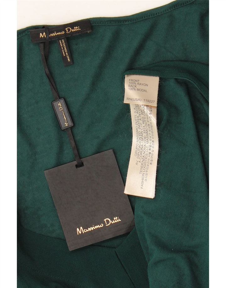 MASSIMO DUTTI Womens Blouse Top UK 14 Medium Green Rayon