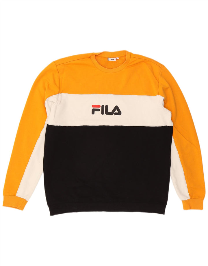 FILA Mens Graphic Sweatshirt Jumper XL Multicoloured Colourblock Cotton