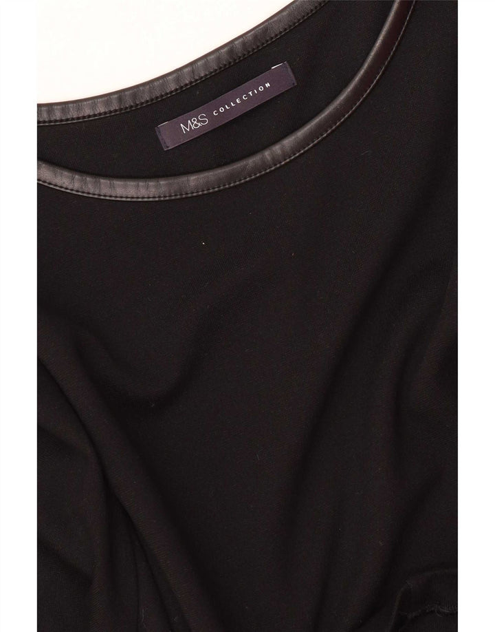 Marks & Spencer Womens Long Sleeve Shift Dress UK 16 Large Black