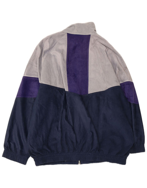 ASICS Mens Graphic Tracksuit Top Jacket IT 50 Medium Navy Blue Colourblock