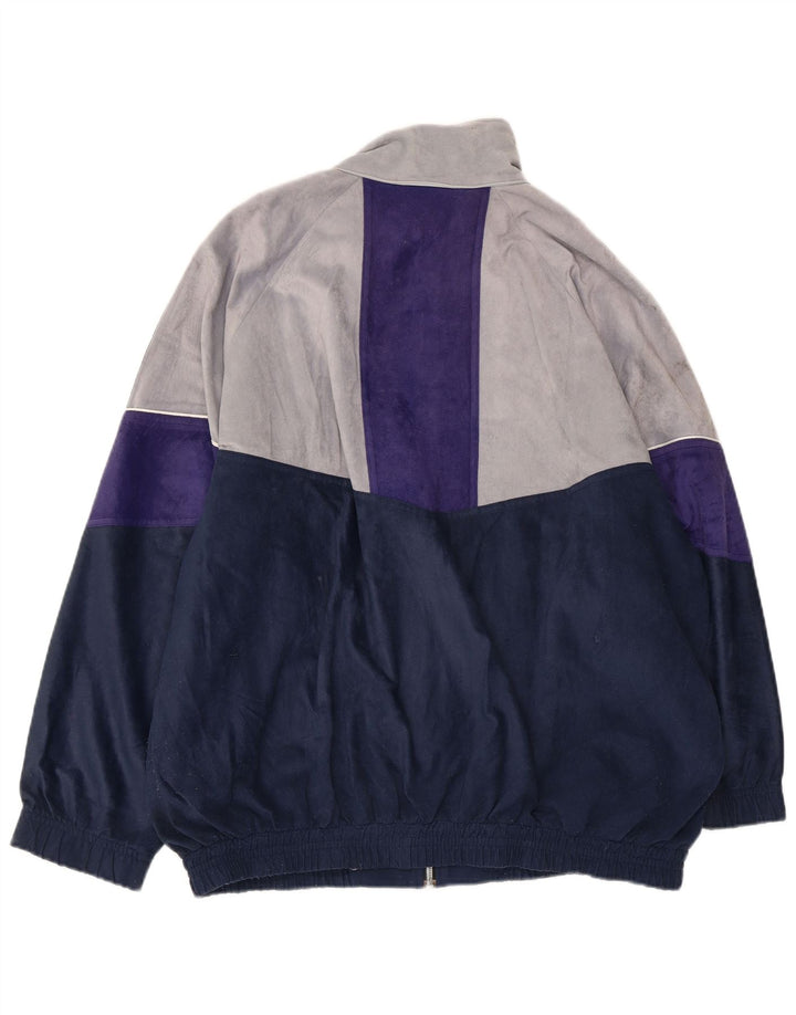 ASICS Mens Graphic Tracksuit Top Jacket IT 50 Medium Navy Blue Colourblock