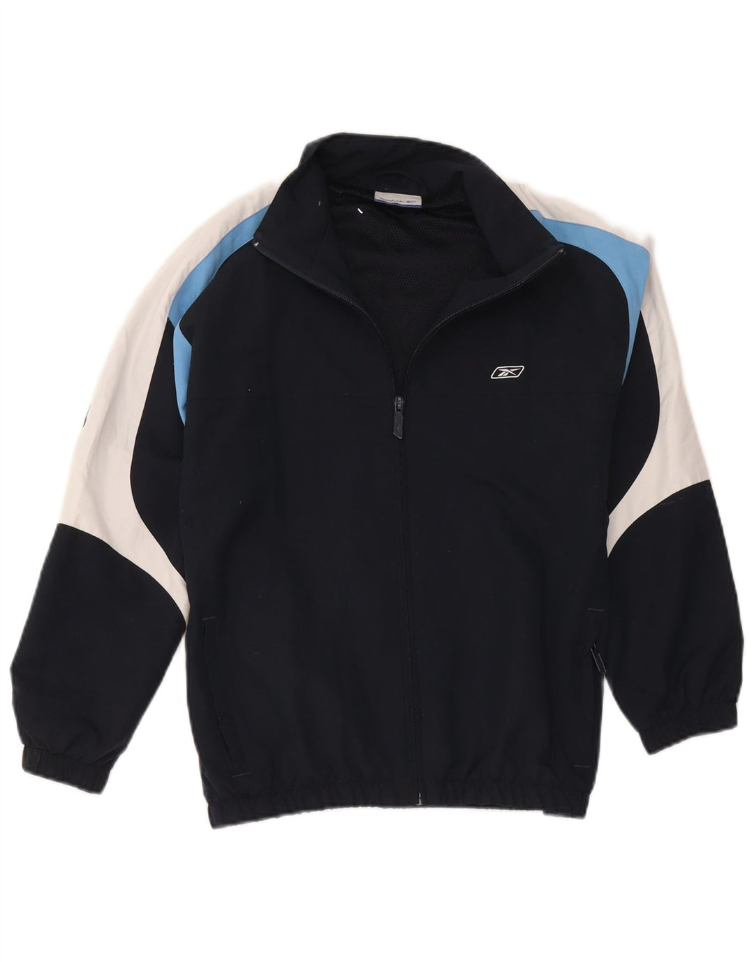Reebok Boys Tracksuit Top Jacket 13-14 Years Navy Blue Colourblock