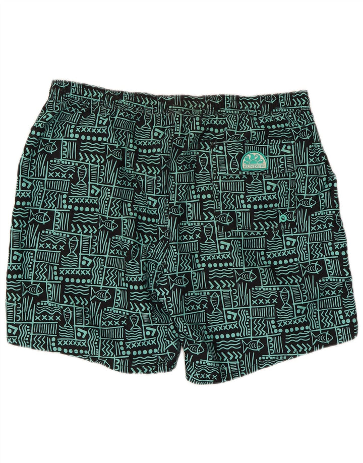 Sundek Mens Swimming Shorts XL  Black Geometric Polyester