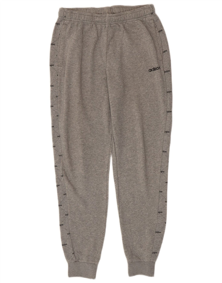 ADIDAS Boys Graphic Tracksuit Trousers Joggers 15-16 Years Grey Cotton