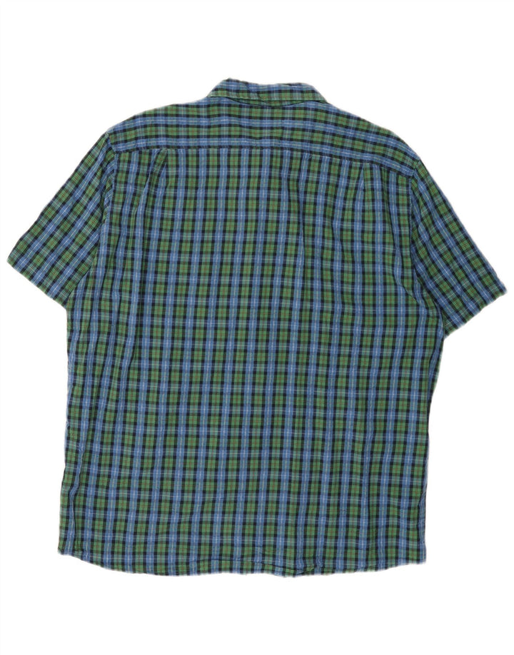 L.L.BEAN Mens Short Sleeve Shirt Large Green Check Cotton