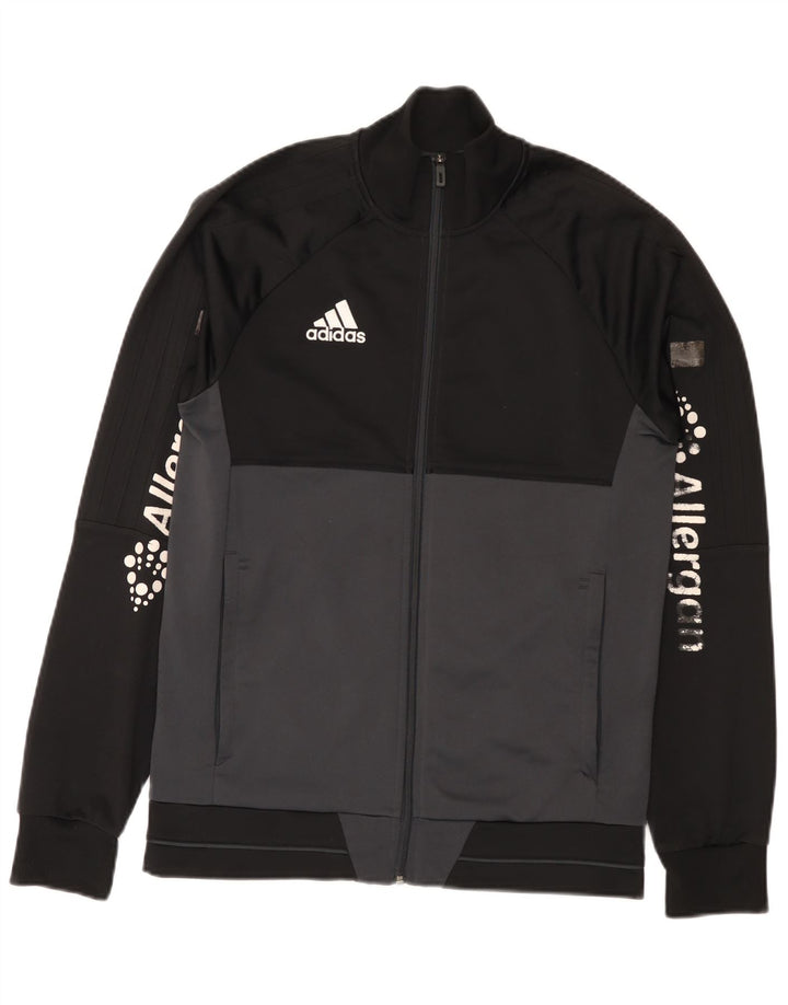 Adidas Mens Graphic Tracksuit Top Jacket Small Black Colourblock Polyester