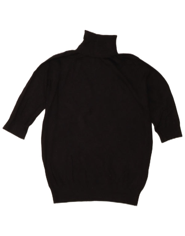 Zara Womens Short Sleeve Roll Neck Jumper Sweater UK 14 Large Black Viscose