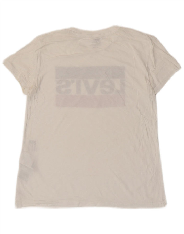 LEVI'S Womens Oversized Graphic T-Shirt Top UK 6 XS White Cotton