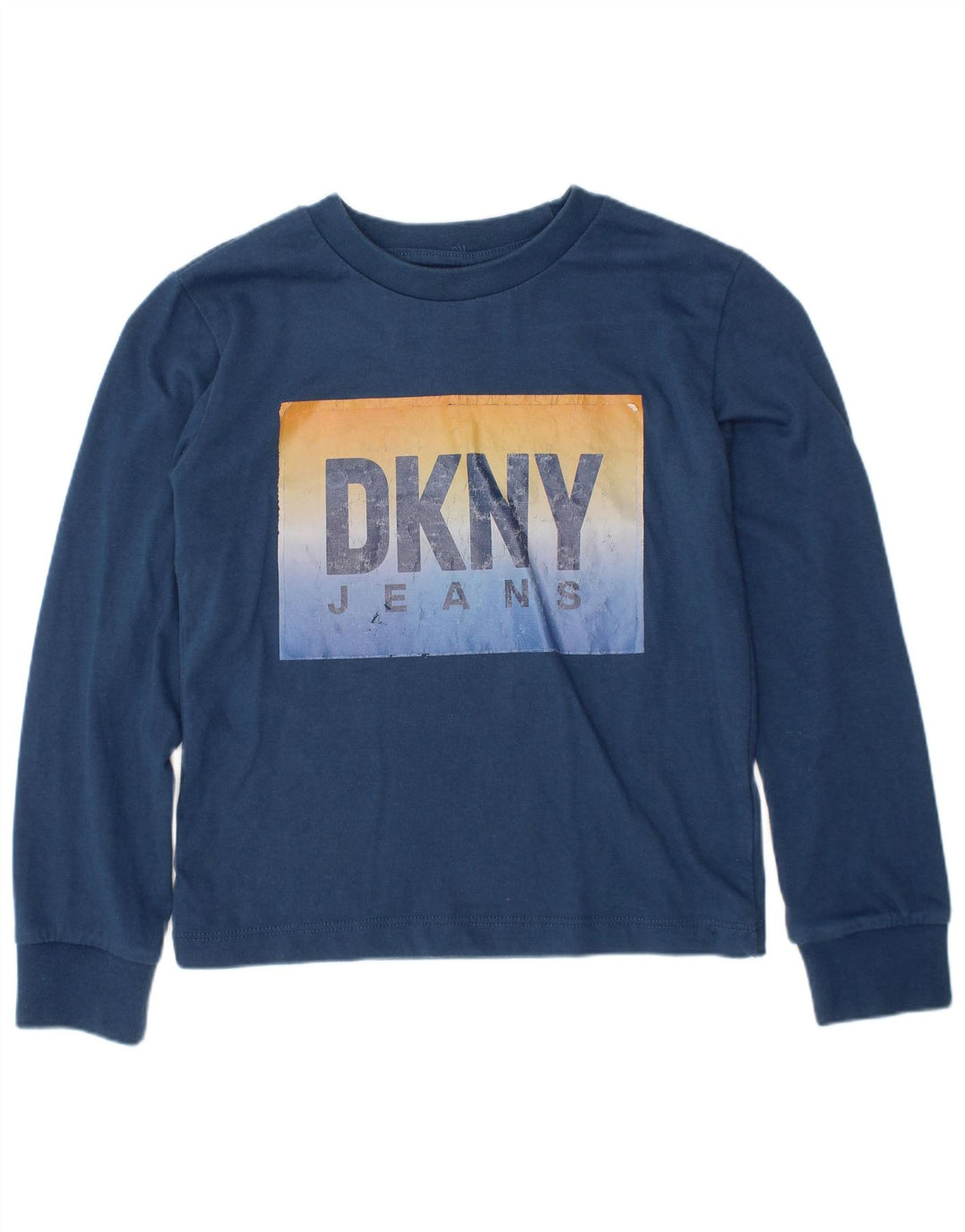 DKNY Boys Graphic Top Long Sleeve 5-6 Years Navy Blue Cotton