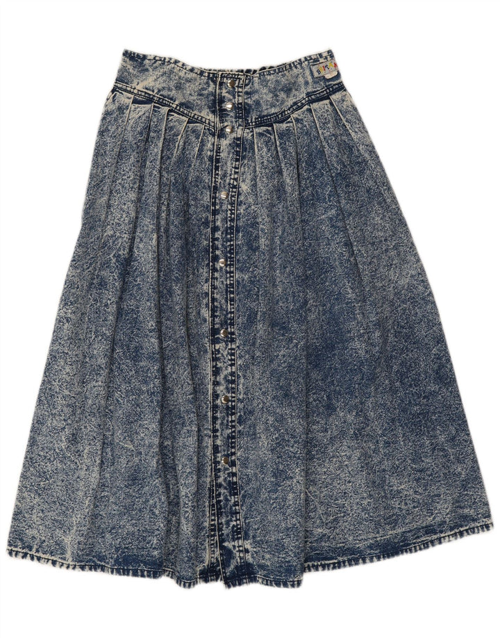Vintage Womens Midi Denim Skirt W28 Medium Blue Cotton