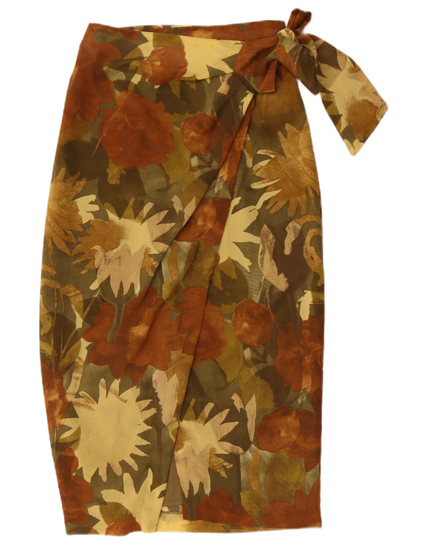 Vintage Womens Wrap Skirt IT 44 Medium W28 Brown Floral Polyester