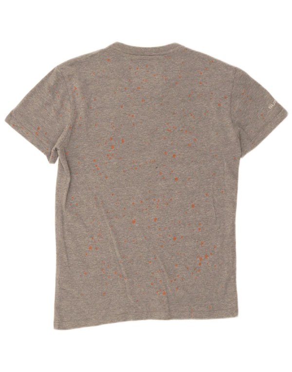 Superdry Mens Graphic T-Shirt Top Small Grey Spotted Cotton