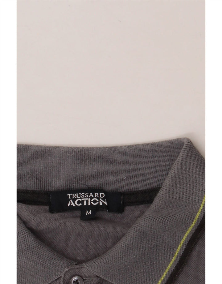 TRUSSARDI Mens Polo Shirt Medium Grey Cotton Vintage Trussardi and Second-Hand Trussardi from Messina Hembry 