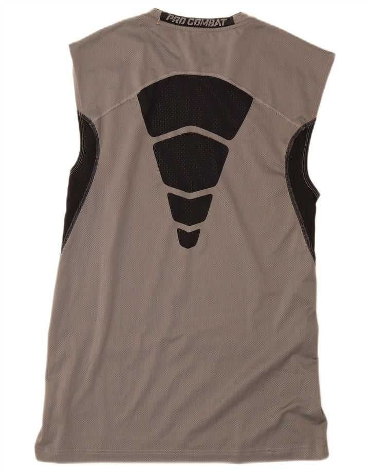 NIKE Mens Compression Vest Top 2XL Grey Colourblock Polyester