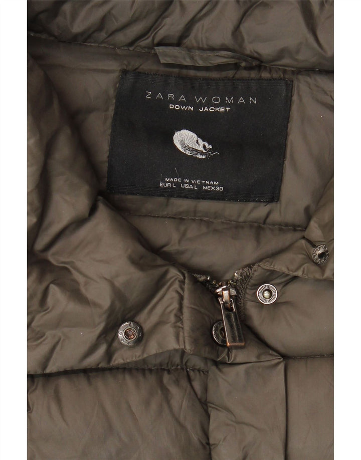 Zara Womens Padded Jacket UK 16 Large Khaki