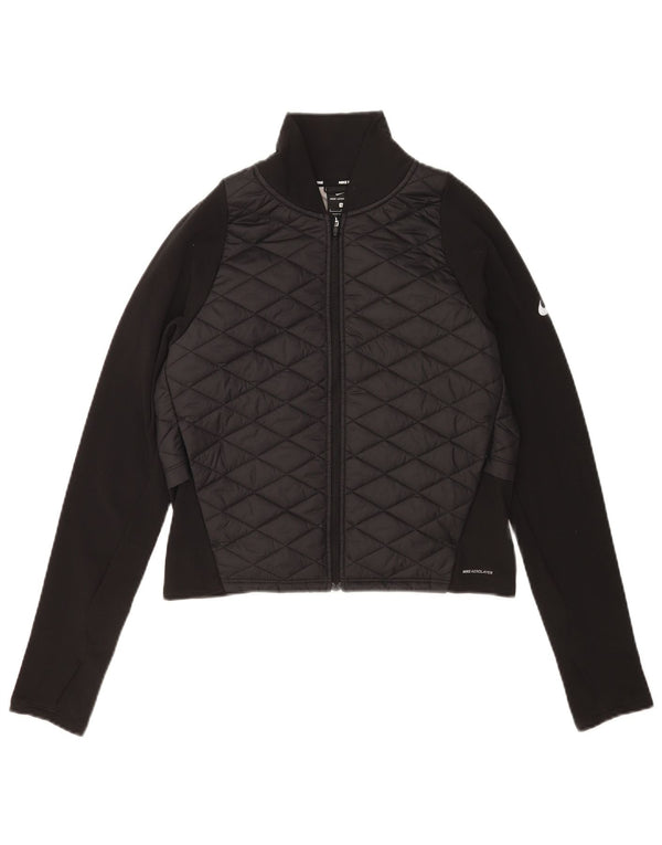 Nike Womens Running Padded Tracksuit Top Jacket UK 10 Small Black Polyester