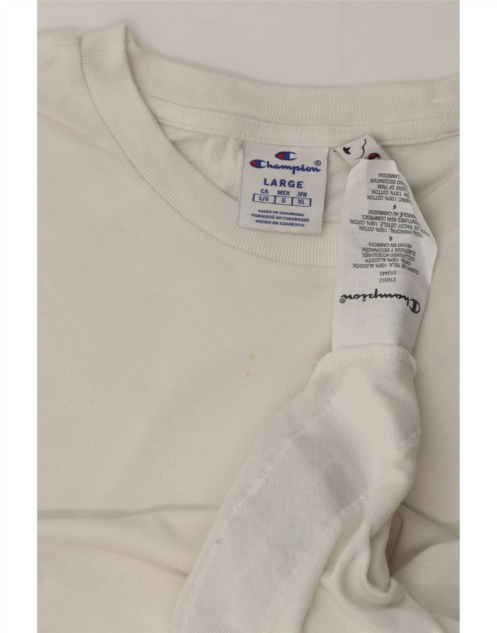 Champion Mens T-Shirt Top Large White Cotton