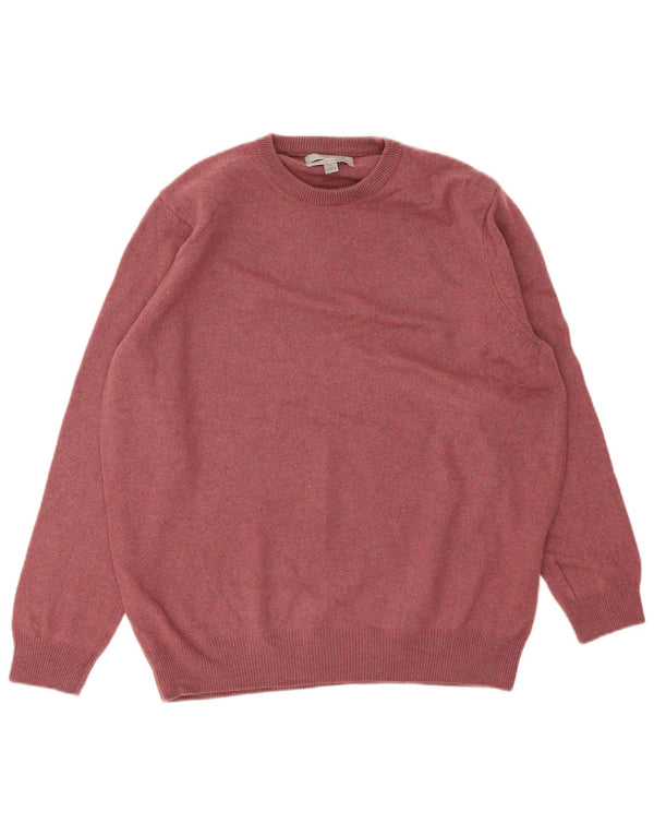 Marks & Spencer Mens Crew Neck Jumper Sweater XL Burgundy Lambswool