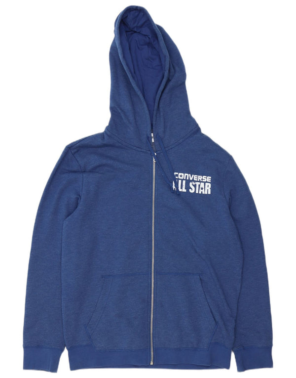 Converse Mens Graphic Zip Hoodie Sweater Medium Navy Blue Cotton